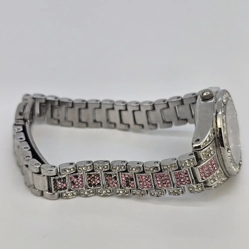 25MM Women's Watch Pink Crystal Dial Pink Gray Bracelet Band‎ 6.5